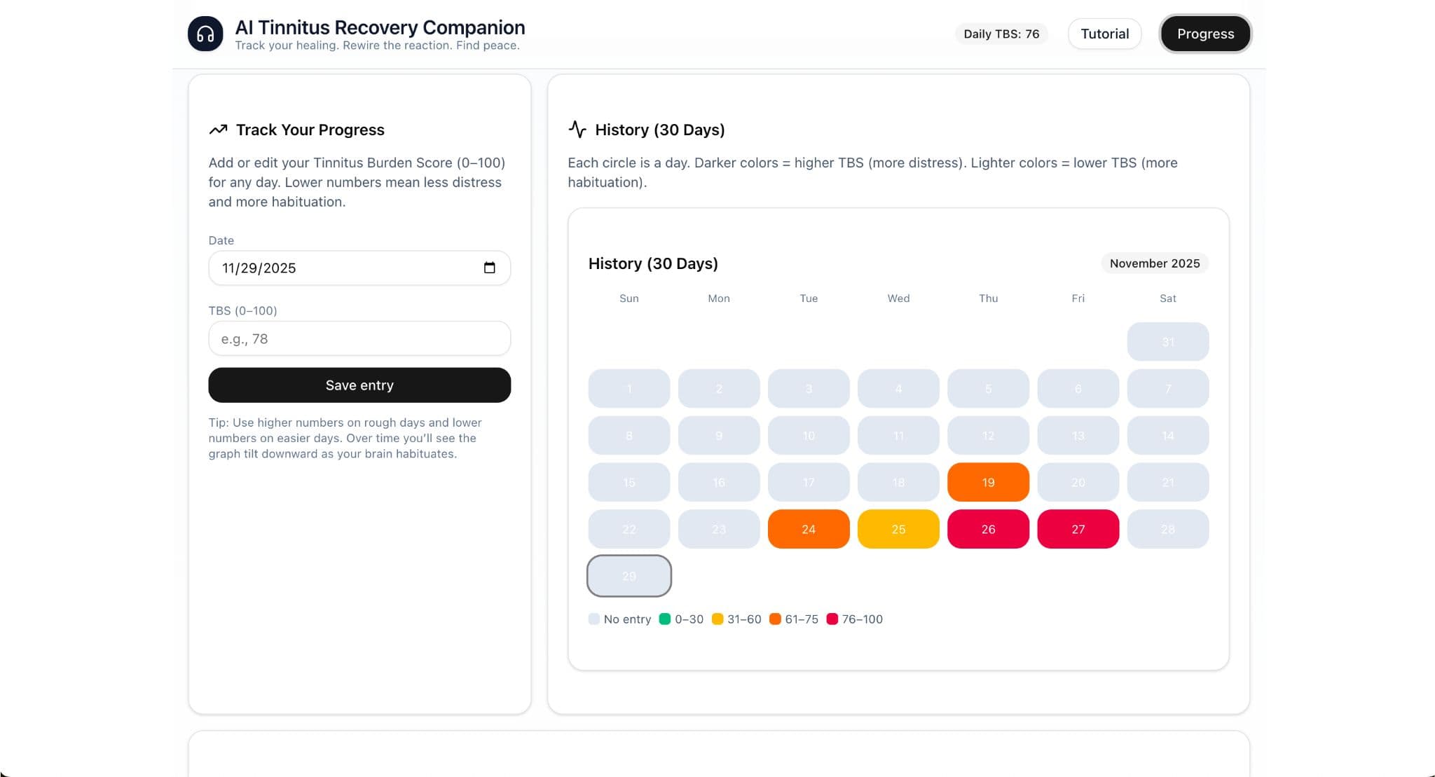Progress tracker view