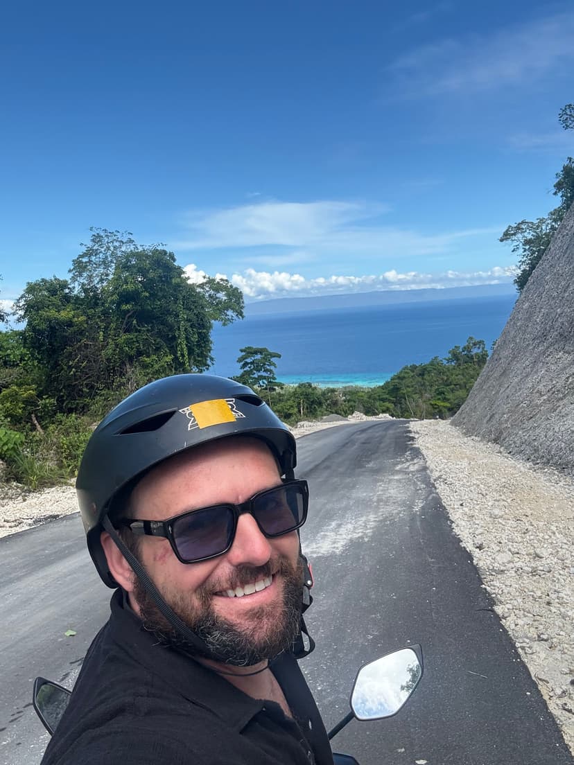 Dan traveling by motorbike
